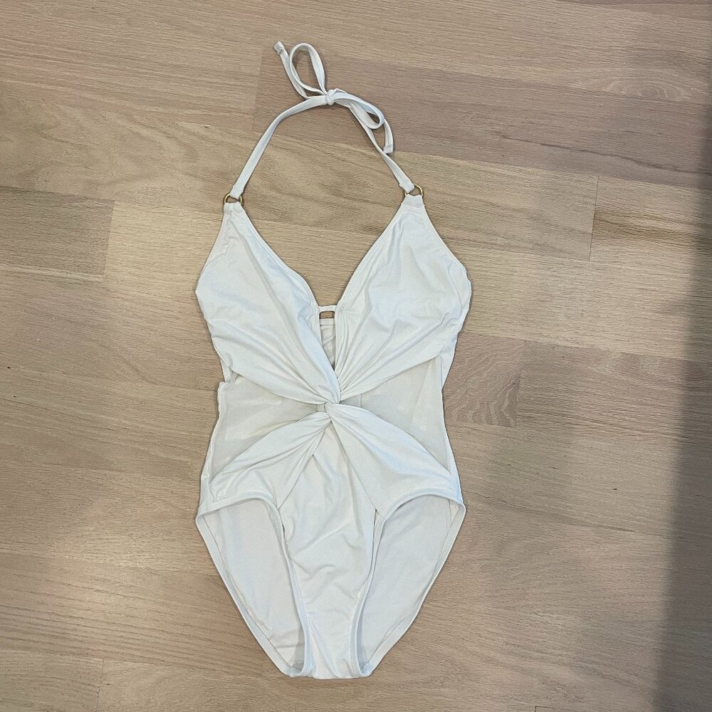 La Blanca Mesh-Merizing Halter One Piece Swimsuit Size 0
